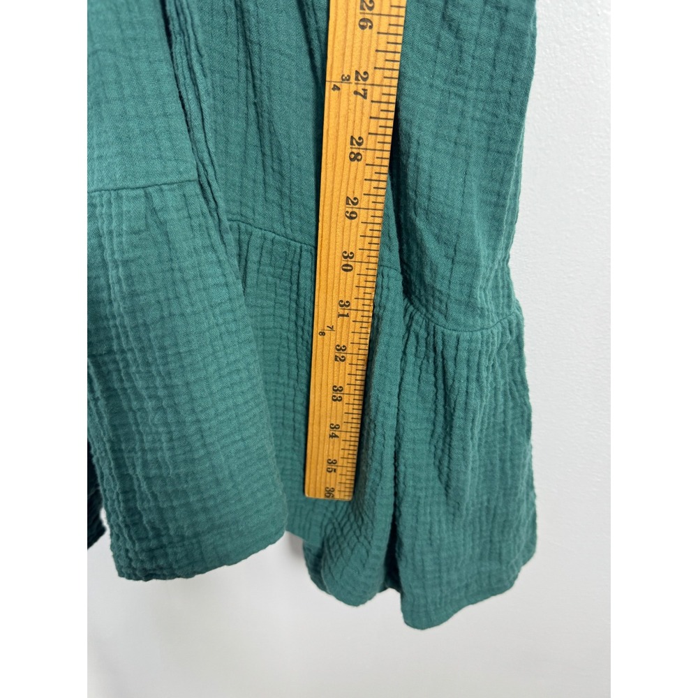 Boho Gap Womens Medium Tall Gauze Mini Dress Teal Green‎ V-Neck Tiered Belted - Picture 7 of 11